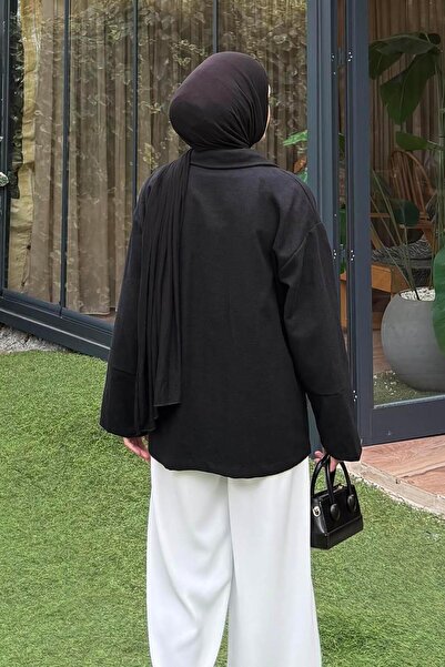 lamelif Zippered Hijab Jacket Black