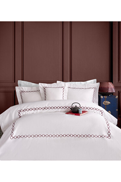 miemaison طقم غطاء لحاف فاخر دائري أبيض مكون من 120 خيطًا - مقاس كينج