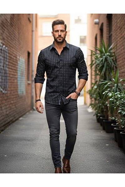 YusGos Men's Regular Fit Regular Collar Long Sleeve Easy Iron Crisp Pattern Premium Cotton Shirt