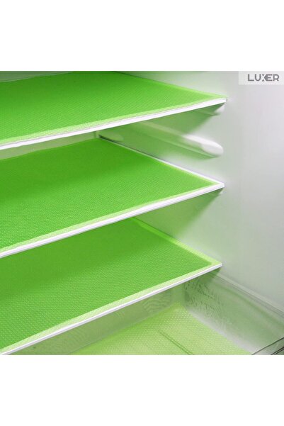 LUXER 4 Non-Slip Mats for Refrigerator Shelf/Drawer Protection, Placemats, 45x29 cm, Green