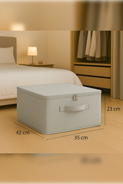 Spartek home textile Gri- Destekli Hurç Büyük Boy – Fermuarlı Katlanabilir Sa...