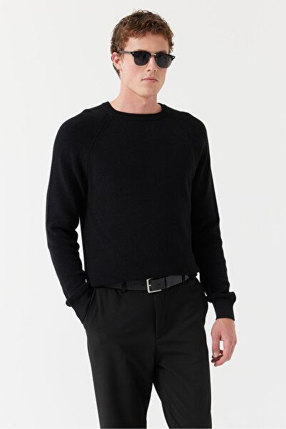 PAULMARK Tricotaj pentru bărbați guler rotund material reiat Pulover