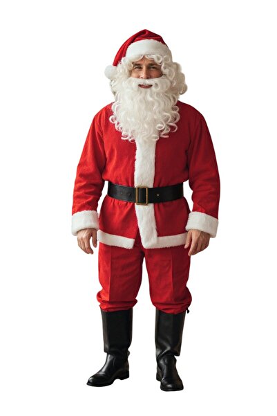 OEM Πλήρης στολή Άγιου Βασίλη για ενήλικες – μέγεθος γενικής χρήσης, 5 τεμάχια, κόκκινο βελούδο