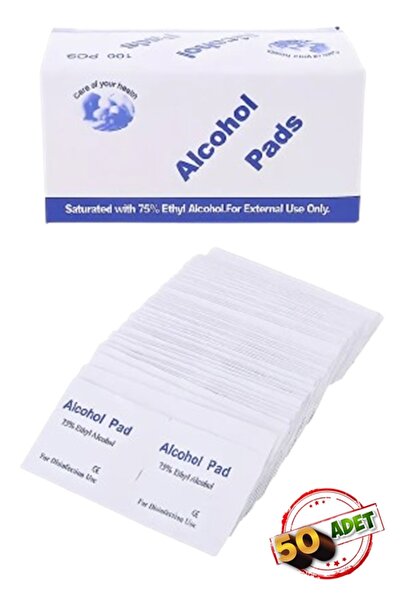 xolo İthal 50 Adet Alkollü %75 Ethyl Alcohol Günlük Genel Mendil Alkol Pedler...