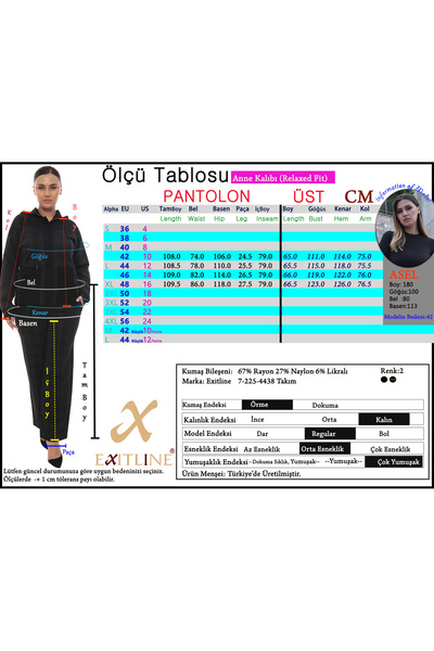 EXİTLİNE Women's Winter Striped Pocket Zippered Hooded Brown Tracksuit Set