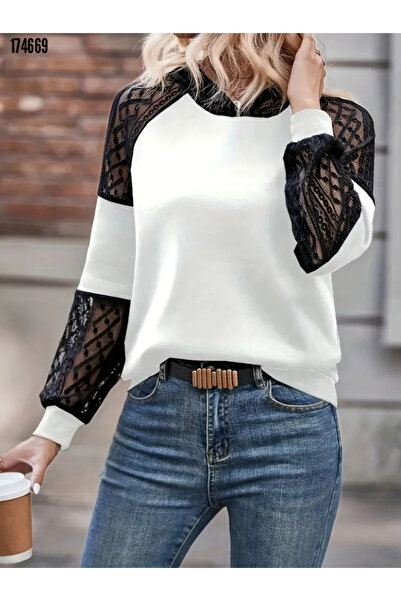 BZ Boutique Long Sleeve Lace Hooded Plus Size Viscose Two Thread Blouse 174670