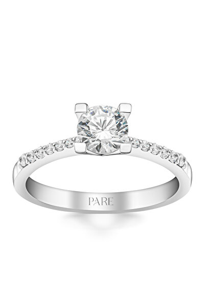 Pare Pırlanta 0,62 Karat Kolu Taşlı Tektaş Pırlanta Yüzük