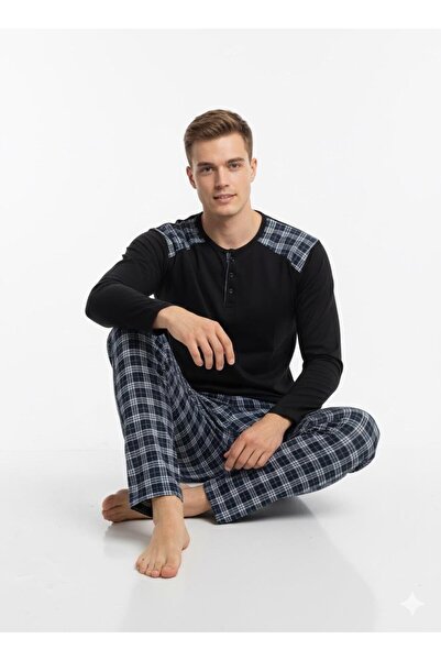 Mutlu City Men's Interlock Comfortable Fit Crew Neck Cotton Pajama Set 6779