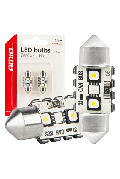 OEM Becuri LED CANBUS Festoon C5W 2SMD 3838 31mm Alb 12V 24V AMIO-04247