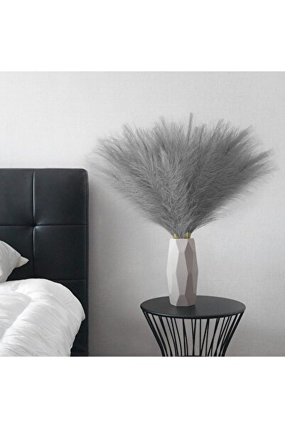 LUXER Set of 3 Artificial Silk Pampas Grass for Home, Office or Event Decorations, Gray