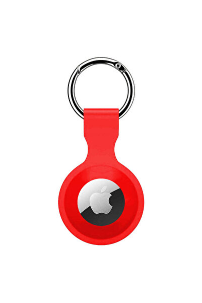 Casey Studios Premium Silicone Protective AirTag Case with Keychain, Red