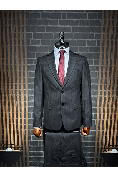 Dupont Slim Fit Viscon Çizgili Takım Elbise