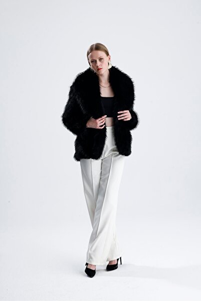 VAPUR TEKSTİL Leather Belted Fur Coat - Black