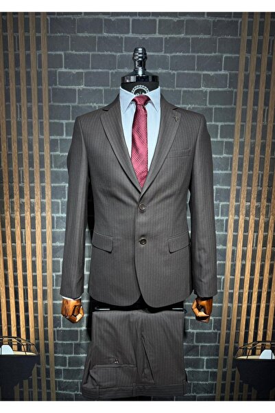 Dupont Slim Fit Viscon Çizgili Takım Elbise