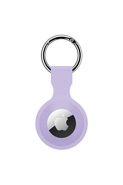 Casey Studios Premium Silicone Protective AirTag Case with Keychain, Purple