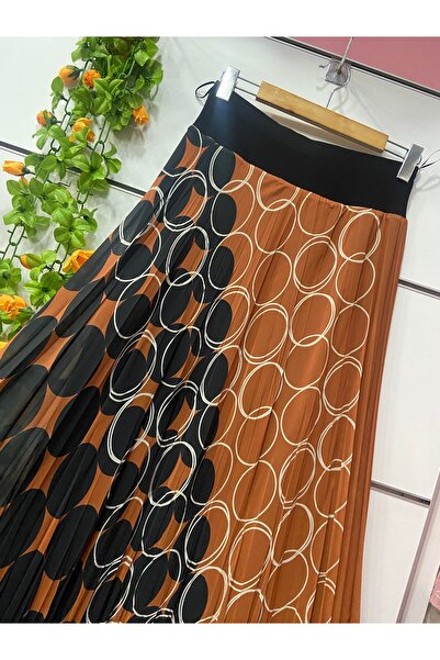 edu collection Patterned Chiffon Bell Skirt with Lining