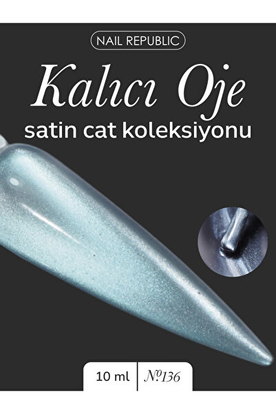 Nail Republic Kalıcı Oje Satin Cat Nº136 Gümüş 10 ml – Kedi Gözü Efekti | Zar...