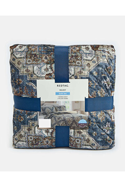 REDTAG Grey 3 Piece Velvet Quilt (Double Size)