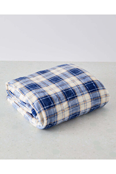 REDTAG Blue Checkered Blanket (Double Size)