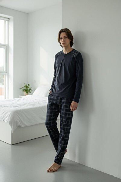 Mutlu City Men's Interlock Comfortable Fit Crew Neck Cotton Pajama Set 6779