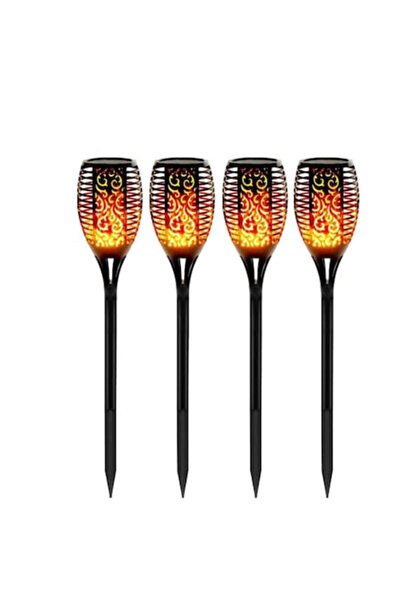 FORHOUSE Set of 4 Solar Torch Lamps with Flame Effect, 49 cm