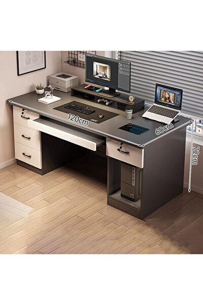 KEKE Computer and Multifunction Table Home Office Workstation 120 CM with 3 Drawers