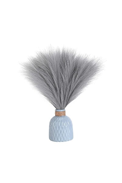 LUXER Set of 6 Artificial Silk Pampas Grass for Home, Office or Event Decorations, Gray
