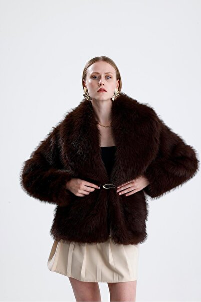 VAPUR TEKSTİL Leather belted fur coat - brown