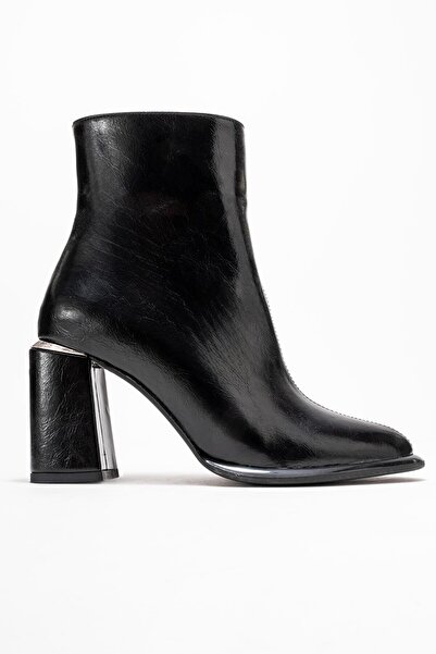 Ataköy Ayakkabı KADIN KALIN TOPUKLU BOT SIYAH KIRIŞIK