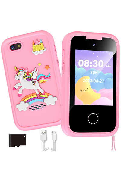 Elindor ® Telefon de jucărie pentru copii - roz, cu funcții educaționale