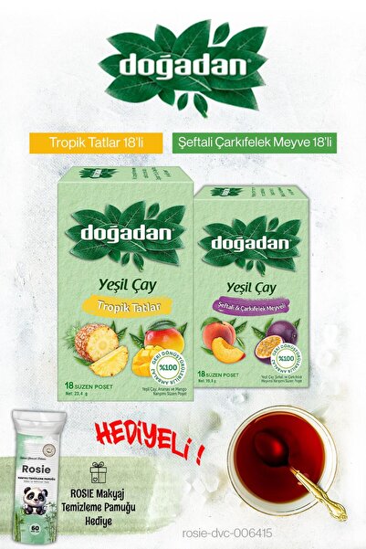 Doğadan شاي بنكهة الخوخ والفواكه الاستوائية مع هدية من روزي