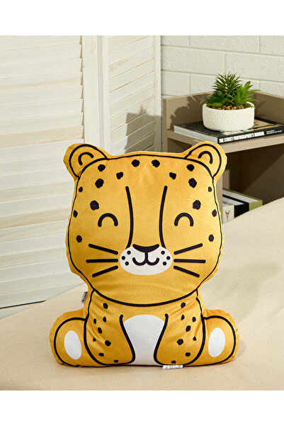 REDTAG Yellow Leopard Kids Cushion