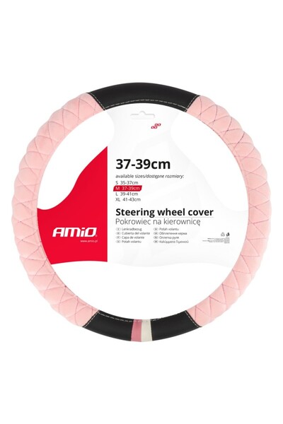 OEM Husa volan SWC-56-M (37-39cm), Negru cu Roz