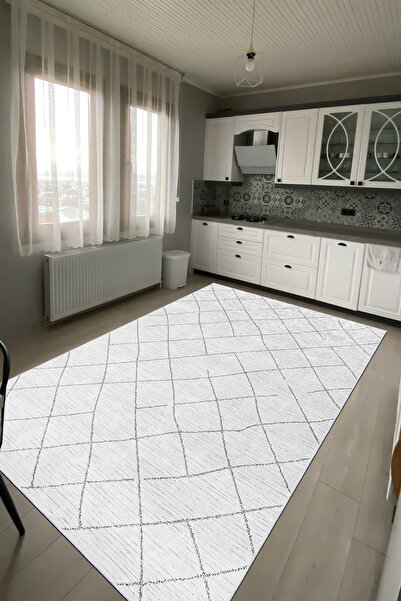 VOPTEKS Gri Halı Mutfak Halısı Makinede Yıkanabilir Halı Kaymaz Taban Halı