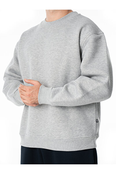 TİMSHEL ERKEK SIFIR YAKA BASİC SWEATSHİRT RAHAT KALIP GRİMELANJ