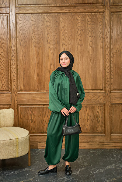 LOCCO Women's Hidden Zipper Detail Suit Emerald Green