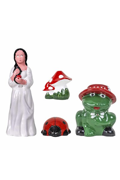 Z-Tools Pachet decor de grădină din ceramică, Albă ca Zăpada, ciupercă, bubur...