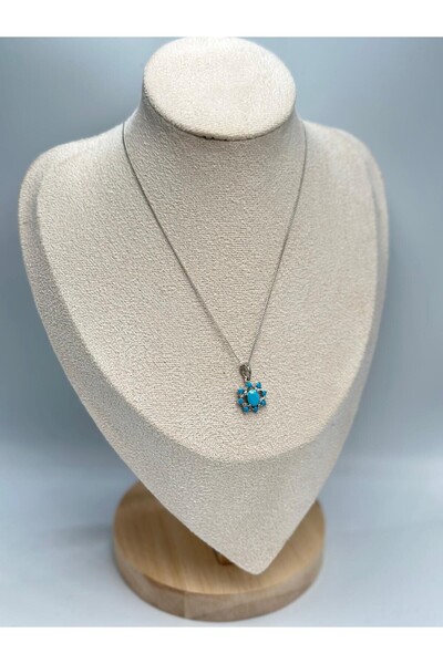 MyladyAccessoriess قلادة الزهرة الزرقاء (فولاذ)