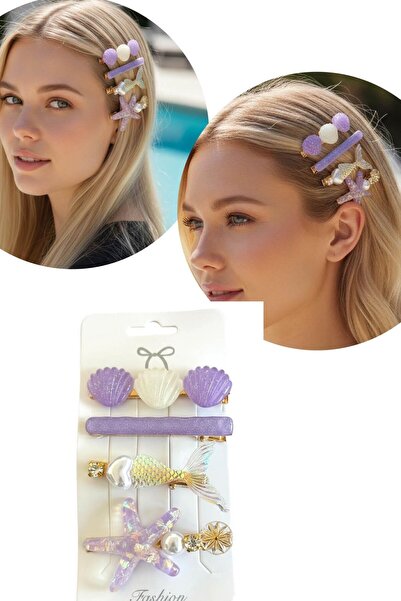 TAKIŞTIR Purple Color Mixed Figure 4-Piece Side Buckle