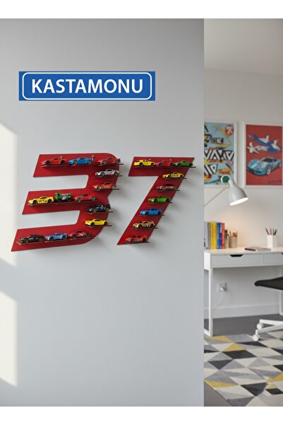 TOTTERİQ 37 plaka araba koleksiyon rafı kırmızı