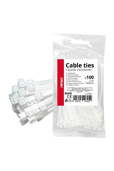 OEM Fasete albe 2,5×100mm 100 buc AMIO-04305