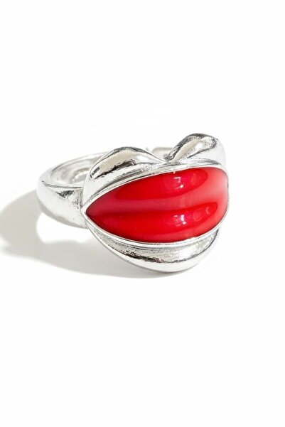 TAKIŞTIR Silver Color Lip Figured Adjustable Ring