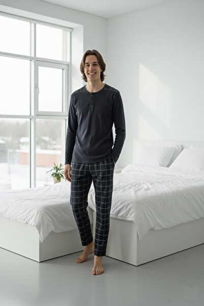 Mutlu City Men's Interlock Comfortable Fit Crew Neck Cotton Pajama Set 6779