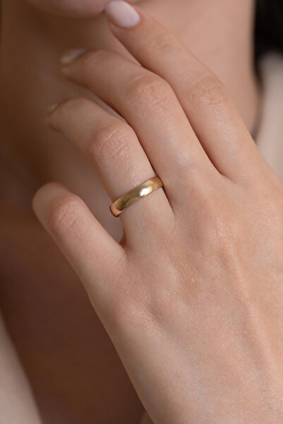 AMES GOLD KUYUMCULUK 14 Ayar Altın Zarif Klasik Alyans- 4 Mm