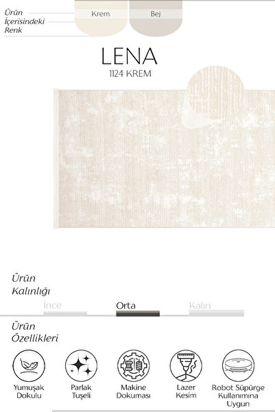 Cool Halı Lena Cream Beige Laser Cut Runner Rug Machine Woven Acrylic Solid Color Entrance Hallway Corridor Carpet