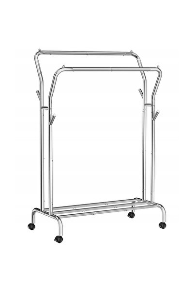 Artool Mobile Garment Rack with Wheels and Shoe Shelf, Silver, 103.5x52.5x155 cm