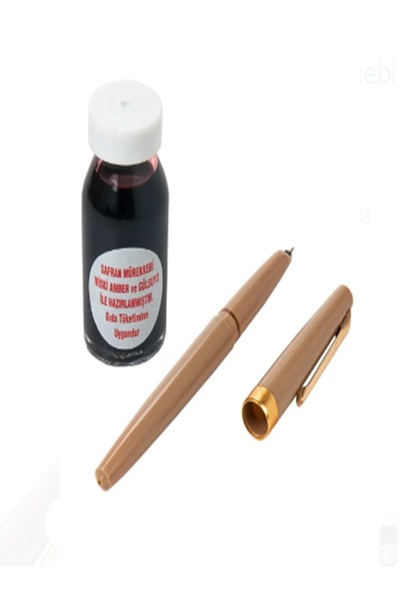 BİLGİ KİTABEVİ Kırmızı Safran Mürekkebi Orjinal ve Safran Kalemi Seti Dolma K...