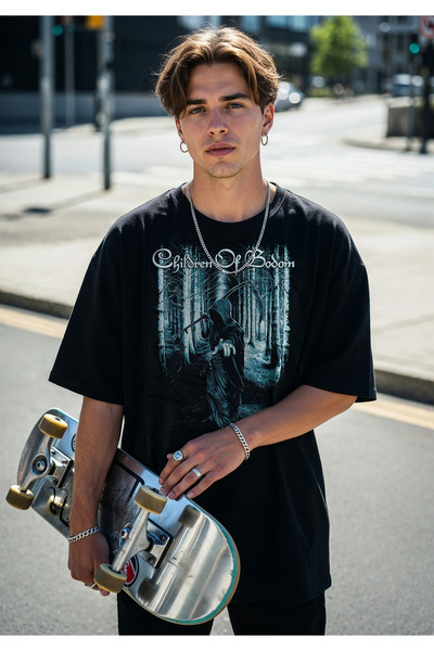 Freak Tshirt Black Color Children of Bodom Printed Unisex Oversized Cut T-Shirt