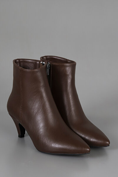 kajal ayakkabı Pier 100 Zippered Hazelnut Heeled Boots
