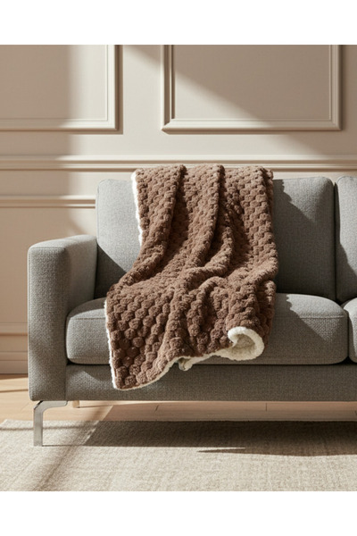 REDTAG Brown Textured Reversible Blanket (Double Size)